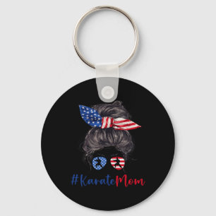 Karate Mama Usa American Flag Mütter Tagesgeschenk Schlüsselanhänger