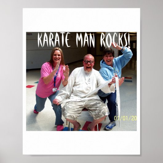 Karate Man Rocks T-Shirt Poster (Vorne)