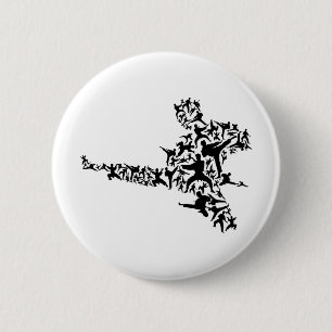 Karate Martial Arts Flying Kick Boxen Kickboxer T Button