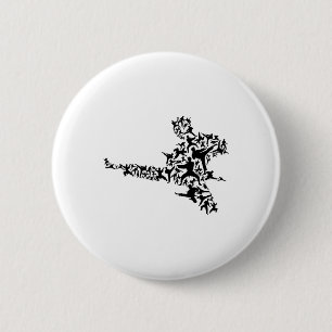Karate Martial Arts Flying Kick Boxing Kickboxer T Button