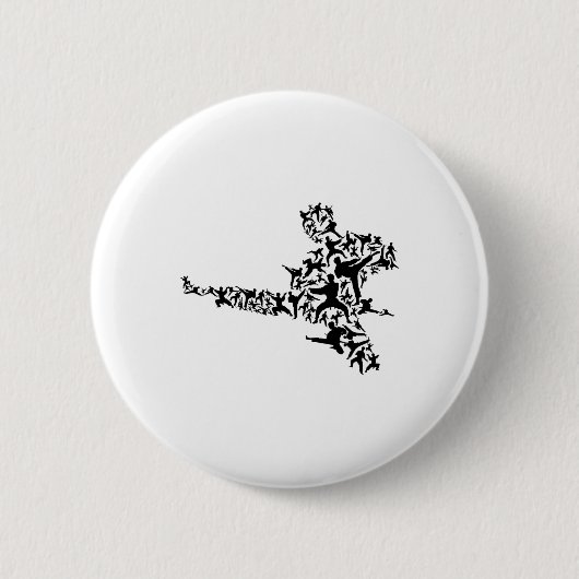 Karate Martial Arts Flying Kick Boxing Kickboxer T Button (Vorderseite)