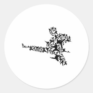 Karate Martial Arts Flying Kick Boxing Kickboxer T Runder Aufkleber