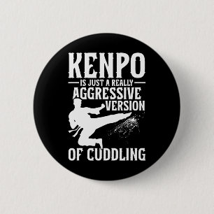 Karate Martial Arts Girl Lady Kenpo School Fighter Button