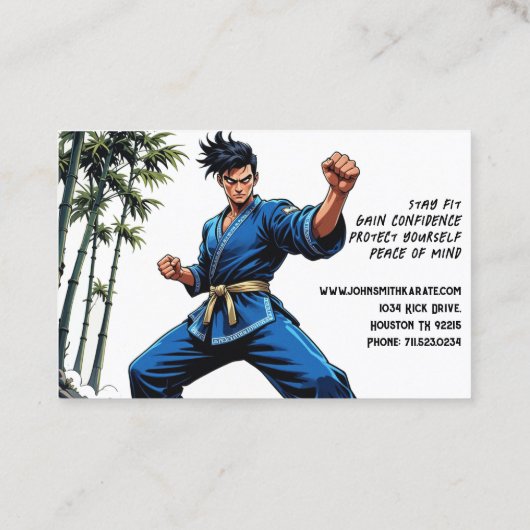 Karate Martial Arts Instructor Visitenkarte (Rückseite)