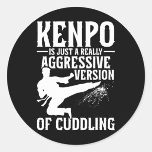 Karate Martial Arts Mädchen Lady Kenpo Schule Kämp Runder Aufkleber