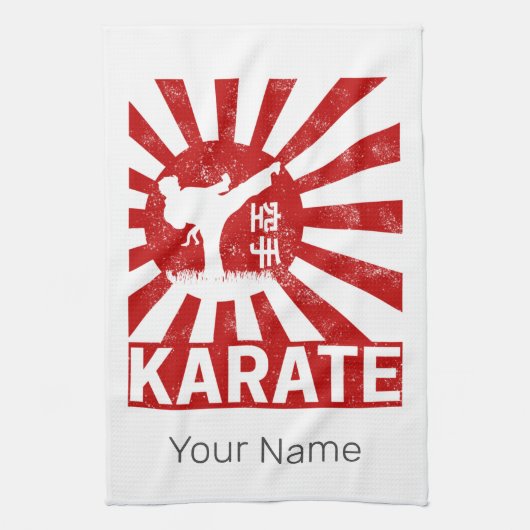 Karate Martial Arts mit Vintagem japanischem Desig Geschirrtuch (Vertikal)