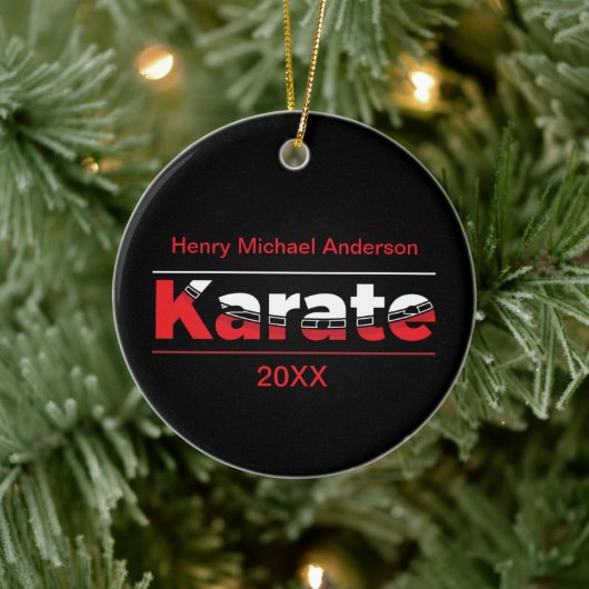 Karate Martial Arts Red Keramik Ornament (Baum)