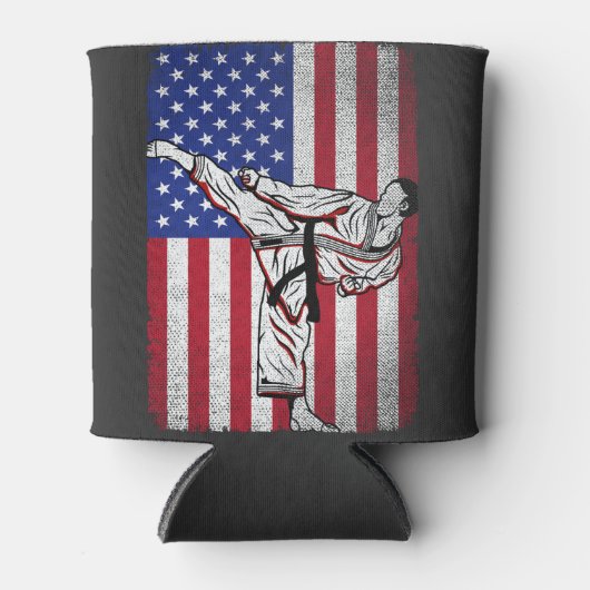 Karate Martial Arts USA Flag Men Women Dosenkühler (Vorderseite)