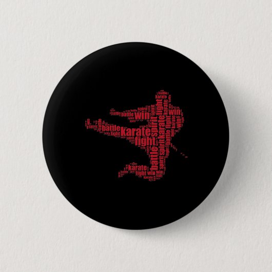 Karate Martial Arts Word Cloud T-Shirt Button (Vorderseite)