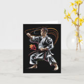Karate Master in Aktion für Kampfkunstfans Karte (Gelbe Blume)
