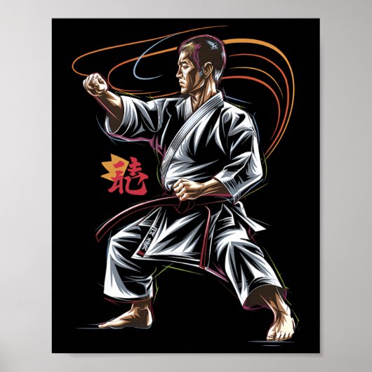Karate Master in Aktion für Kampfkunstfans Poster (Vorne)