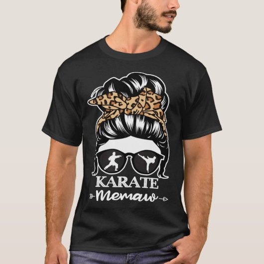 Karate Memaw Messy Bun Hair  Karate Fighter Memaw T-Shirt (Vorderseite)