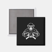 Karate Monkey Drawing Kickboxing Jiu-jitsu Mma Mar Magnet (Vorderseite/Rückseite)