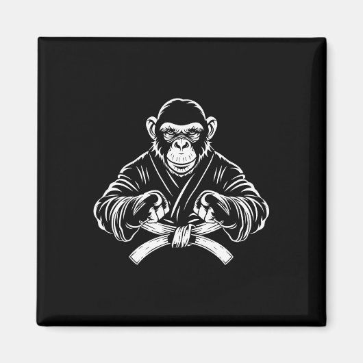 Karate Monkey Drawing Kickboxing Jiu-jitsu Mma Mar Magnet (Vorne)
