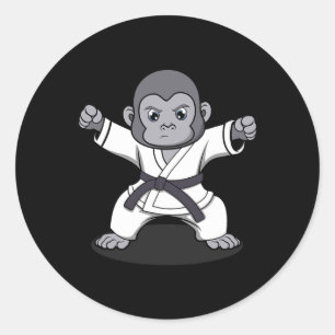 Karate Monkey Ironic Wildlife Ape Fighter Runder Aufkleber