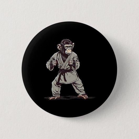 Karate Monkey Kickboxing Judo Jiu-jitsu Mixed Mart Button (Vorderseite)