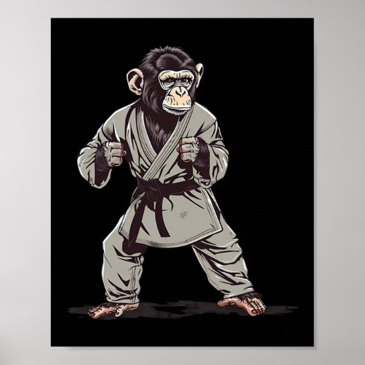 Karate Monkey Kickboxing Judo Jiu-jitsu Mixed Mart Poster (Vorne)