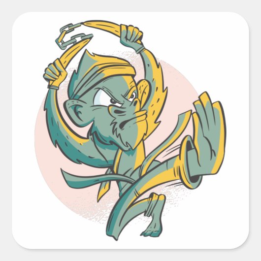 Karate Monkey Quadratischer Aufkleber (Vorderseite)
