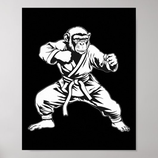 Karate Monkey Taekwondo Kickboxing Mma Judo Monkey Poster (Vorne)