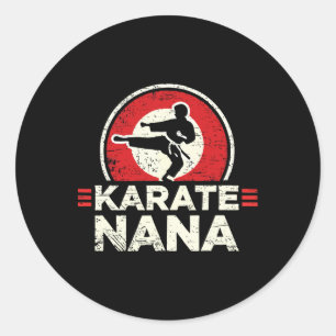 Karate Nana Retro Kick Silhouette Runder Aufkleber
