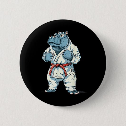 Karate Nilpferd Tier MMA Taekwondo Kampfsport Button (Vorderseite)