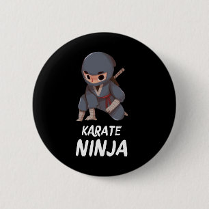 Karate Ninja Boy Funny Martial Arts Sports Button