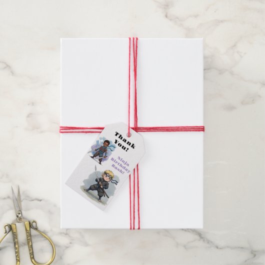 Karate Ninja Boy's Birthday Bash Danke Geschenkanhänger (Mit Garn)