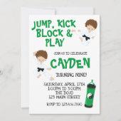 Karate Ninja Green Geburtstag Einladung (Vorderseite)