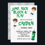 Karate Ninja Green Geburtstag Einladung<br><div class="desc">Junge Karate Geburtstagsparty laden grün ein</div>