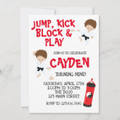 Karate Ninja Red and Black Birthday Einladung (Vorderseite)