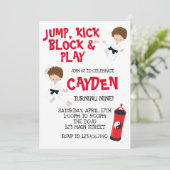 Karate Ninja Red and Black Birthday Einladung (Stehend Vorderseite)