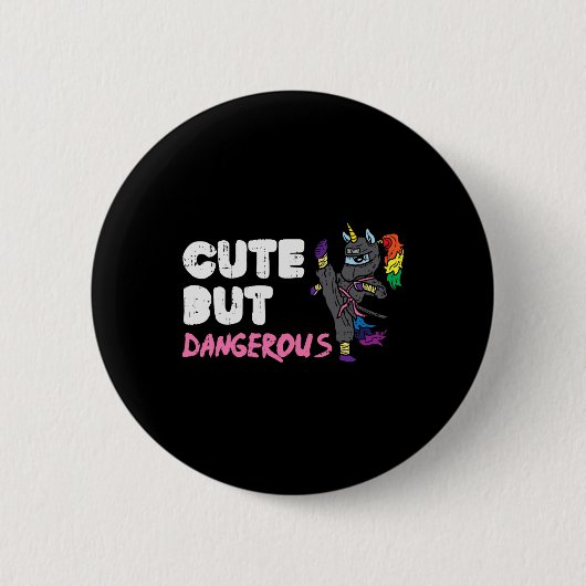 Karate Ninja Unicorn Niedlich Dangerous Martial Ar Button (Vorderseite)