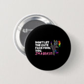Karate Ninja Unicorn Niedliches Gefechtsgebäck Tae Button (Vorne & Hinten)