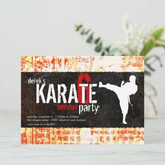 Karate-Party Einladung (Stehend Vorderseite)
