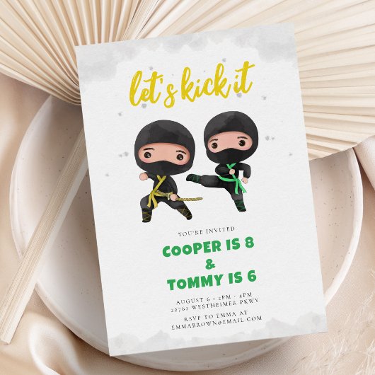 Karate Party Joint Ninja Birthday Einladung