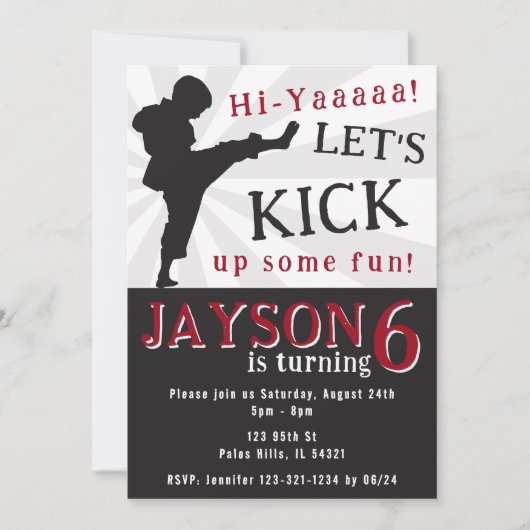 Karate-Party zum Geburtstag Einladung (Vorderseite)