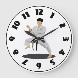 Karate Pose Clock Große Wanduhr