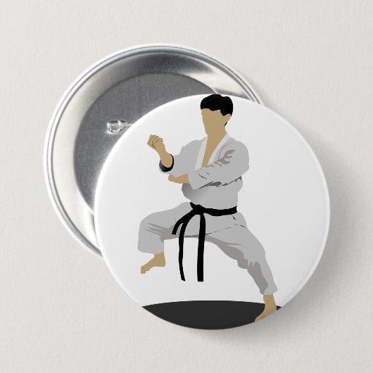Karate-Pose-Knopf Button (Vorne & Hinten)