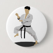 Karate-Pose-Knopf Button (Vorderseite)