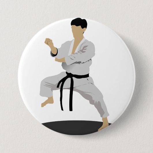 Karate-Pose-Knopf Button (Vorderseite)