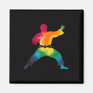 Karate Practitioner Krawatte-Farbstoff Martial Art Magnet