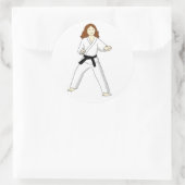 Karate Princess (brünette Aufkleber) Runder Aufkleber (Tasche)