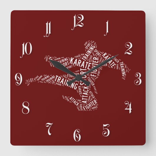 Karate Quadratische Wanduhr (Vorderseite)