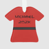 Karate Red Uniform Black Belt Ornament (Rückseite)