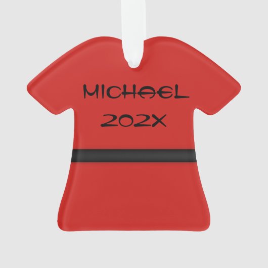 Karate Red Uniform Black Belt Ornament (Rückseite)