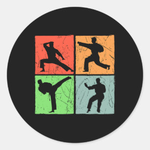 Karate Retro Black Belt Japanische Kampfkunst Lieb Runder Aufkleber