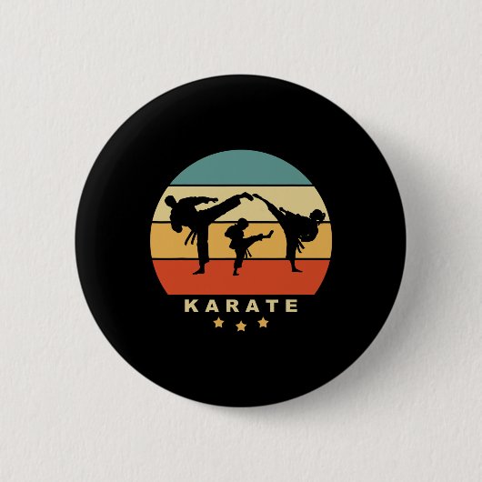Karate Retro Sun Design Mann Frauen und Kind do Ka Button (Vorderseite)