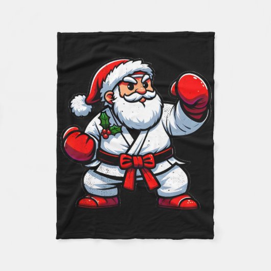 Karate Santa Claus Fleecedecke (Vorderseite)