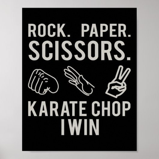 Karate-Schlag-Gewinn Schere, Stein, Papier-Shirt Poster (Vorne)