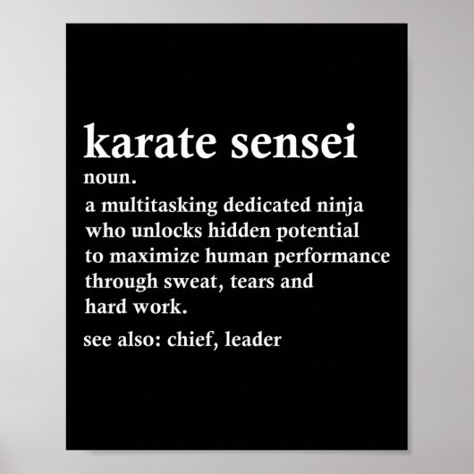 Karate Sensei Definition Funny Martial Arts Instru Poster (Vorne)